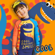 UPF50 sunscreen 20% spandex high play long sleeves long pants split young child swimsuit boy little boy baby boy