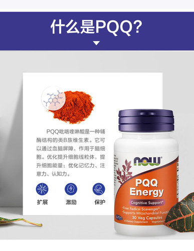 NOW美国进口PQQ线粒体学生成人补脑记忆力脑细胞神经元营养脑活素 - 图1