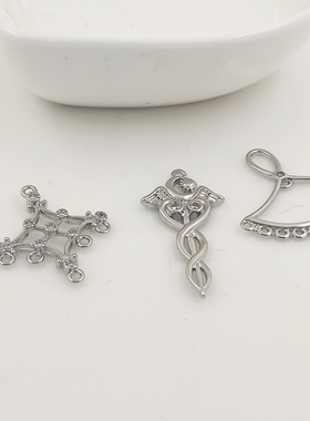 18K包金流苏吊坠微镶锆石扇形吊坠方形吊坠钥匙挂坠diy饰品配件