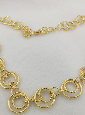 18K包金圈圈项链扭纹圈粗挂链45厘米成品项链保色铜镀真金项圈