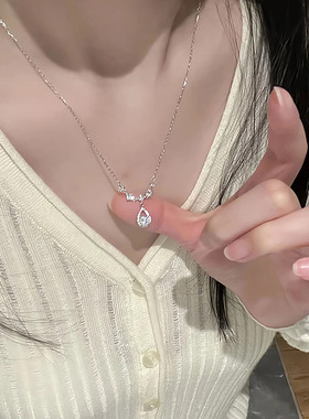 极简超闪锆石泪滴项链性感显气质