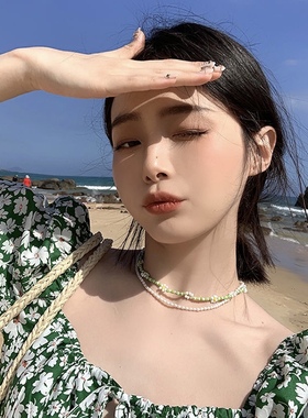 春天出游度假少女感小花项链