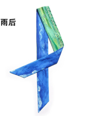 梵高星空油画细长条丝巾小领巾