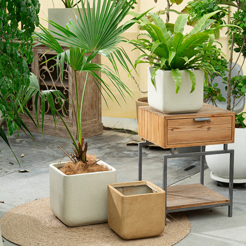 北欧风圆角方形镁泥花盆水泥花盆客厅白色绿植盆栽百合竹龟背竹大,淘宝优惠券,粉丝福利购,淘宝优惠卷