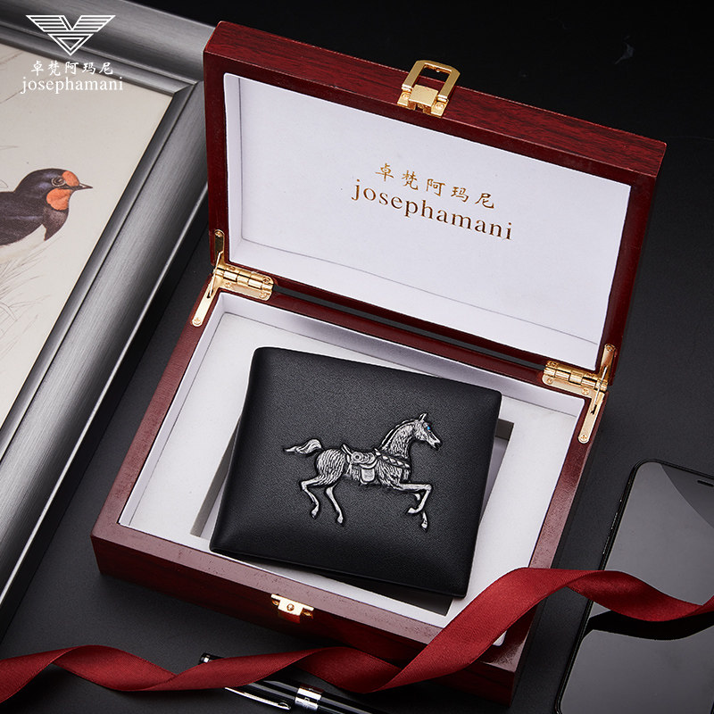 卓梵阿玛尼真皮短款潮牌男士潮钱包 向上品箱包钱包