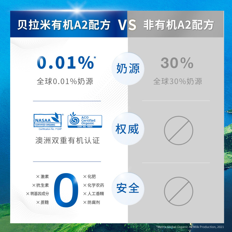 贝拉米高端系列有机a2婴儿配方奶粉 贝拉米海外婴幼儿牛奶粉