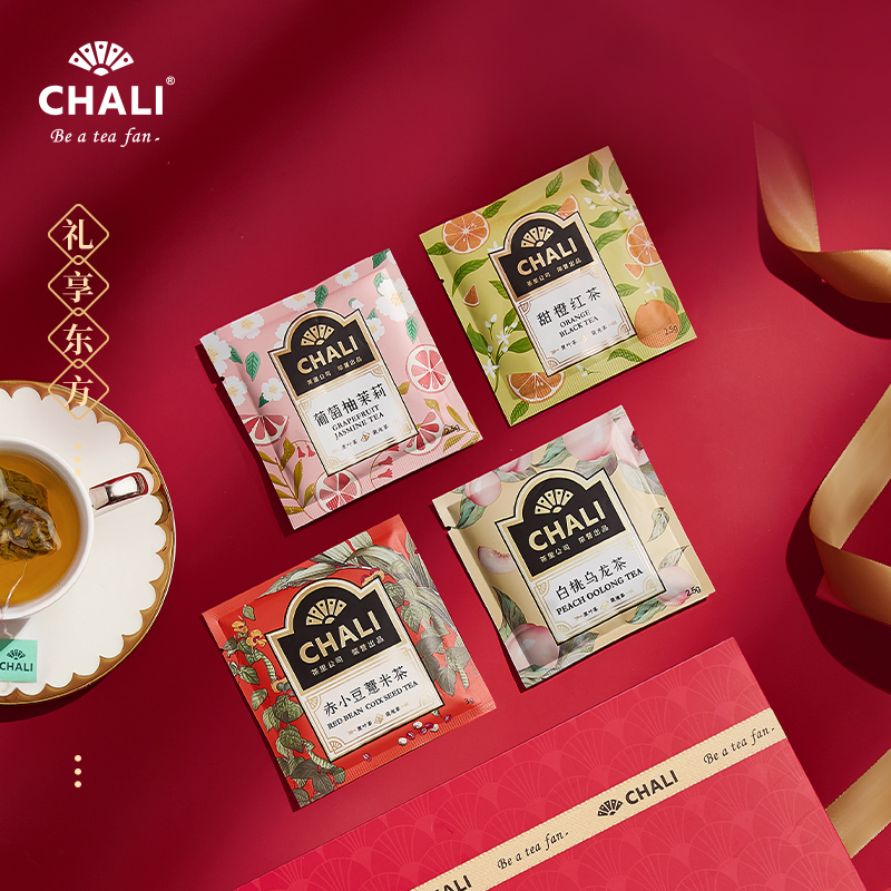 【好茶献礼】CHALI 礼享东方蜜桃乌龙葡萄柚茉莉水果茶包茶叶礼盒