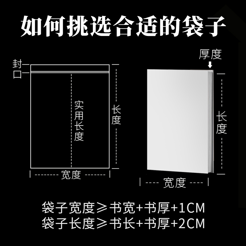 小说自封袋书籍防潮密封袋透明书本防尘加厚封口保护袋撒野包装袋-图1