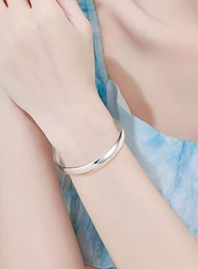 纯银繁花手镯开口足银手环送妈妈