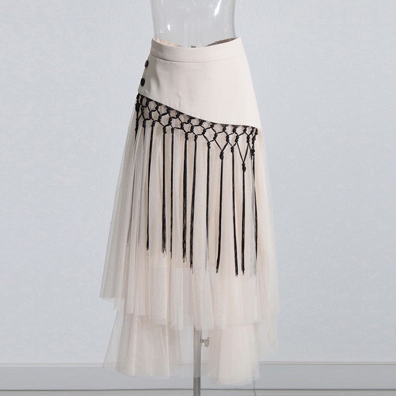 Tassels Mesh Skirt For Women Casual Skirts Female Summer - 图0