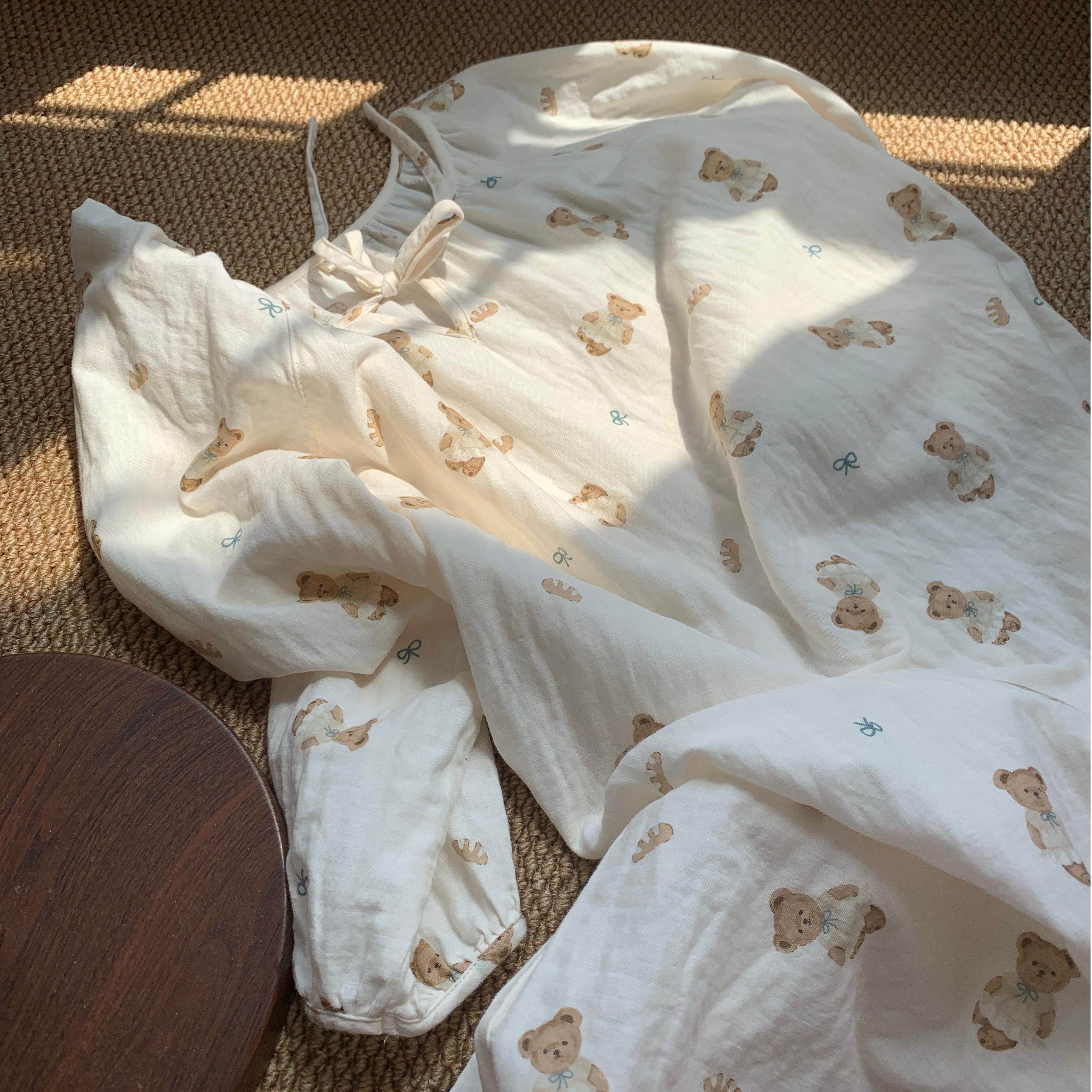 长袖睡裙A类100棉全棉双层纱睡衣纯棉纱布月子家居服亲肤透气卡通,淘宝优惠券,粉丝福利购,淘宝优惠卷