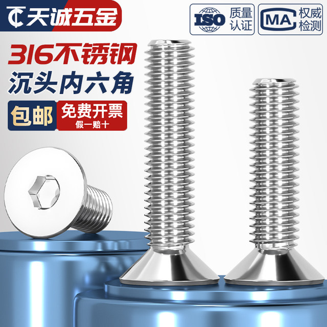 316 countersunk head hexagon screw
