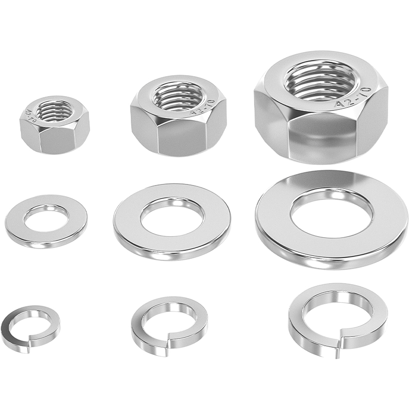 304/201/316L不锈钢六角螺母平垫片弹垫组合套装螺丝帽M3M4M5-M30 - 图3