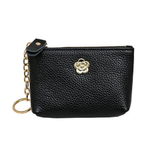 真皮零钱包牛皮小钱包硬币包卡包钥匙包女包金花精致手拿软皮小包 - 图3