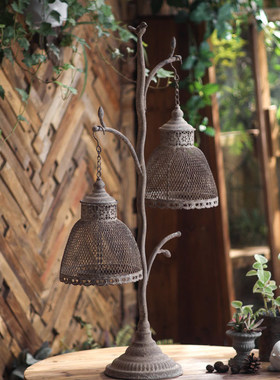 美式做旧鸟笼烛台风灯艺术烛灯