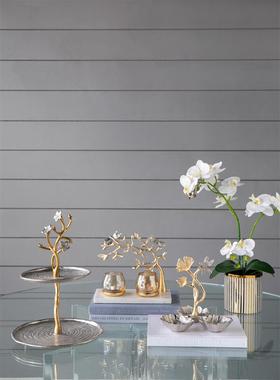 ABHOME印度进口铝制银杏叶首饰盘