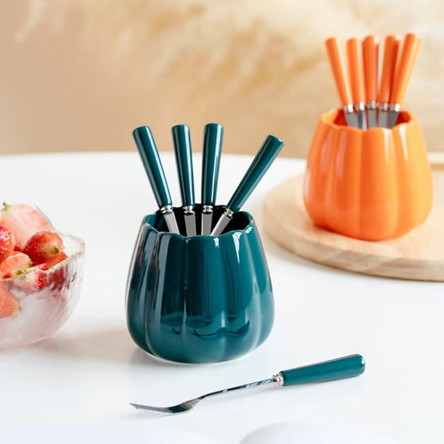 Fruit fork storage jar ceramic tableware