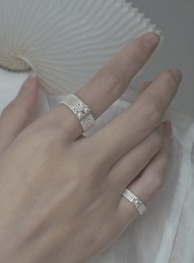 一寸十里织锦纯银珍珠戒指礼物