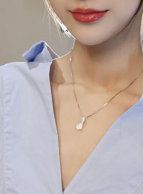 山略玉兰馨珐琅项链原创设计礼物