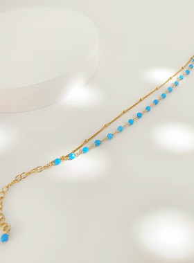 terra青蓝天然绿松石双层手链