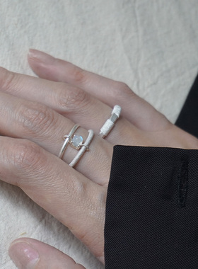 一寸十里初晴纯银双圈叠戴戒指