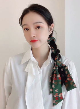 扎马尾加长旅行编辫子尖角小丝巾