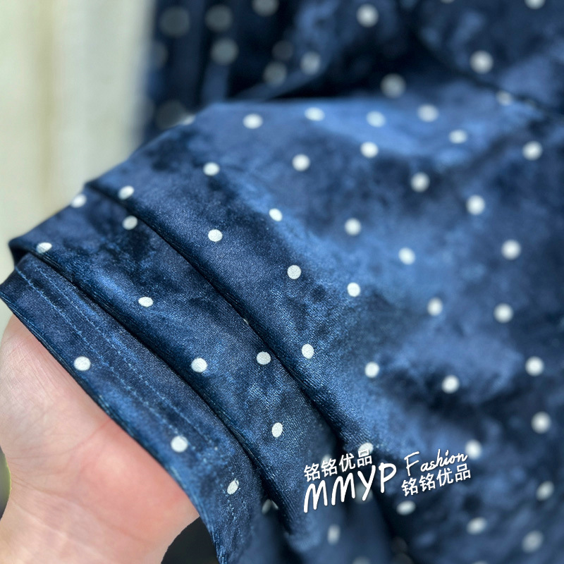 复古高腰波点丝绒半身裙女秋冬2025新款垂感黑色a字裙鱼尾长裙子 - 图2