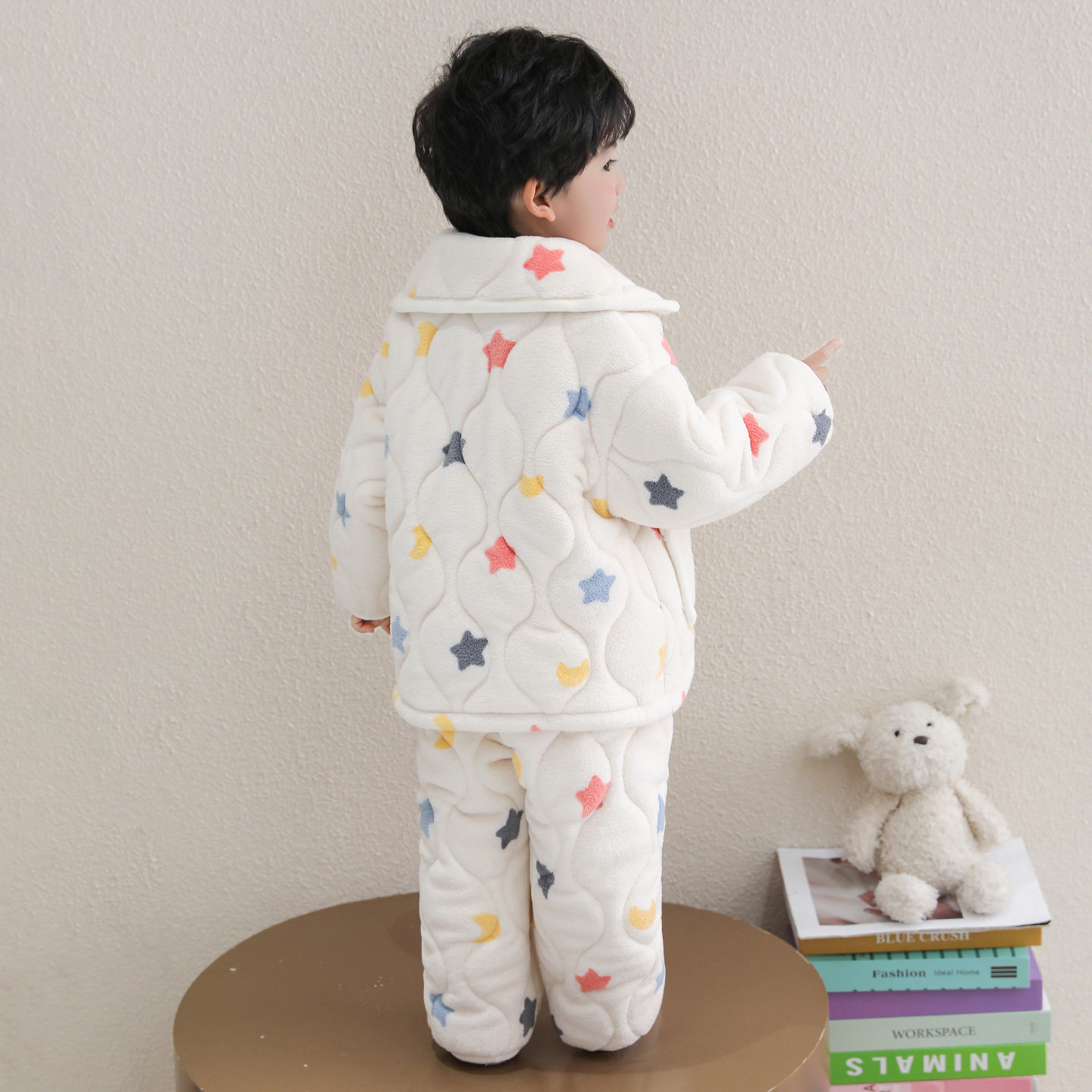 儿童卡通星星三层加厚睡衣套装男童女童冬季加厚保暖家居服两件套,淘宝优惠券,粉丝福利购,淘宝优惠卷