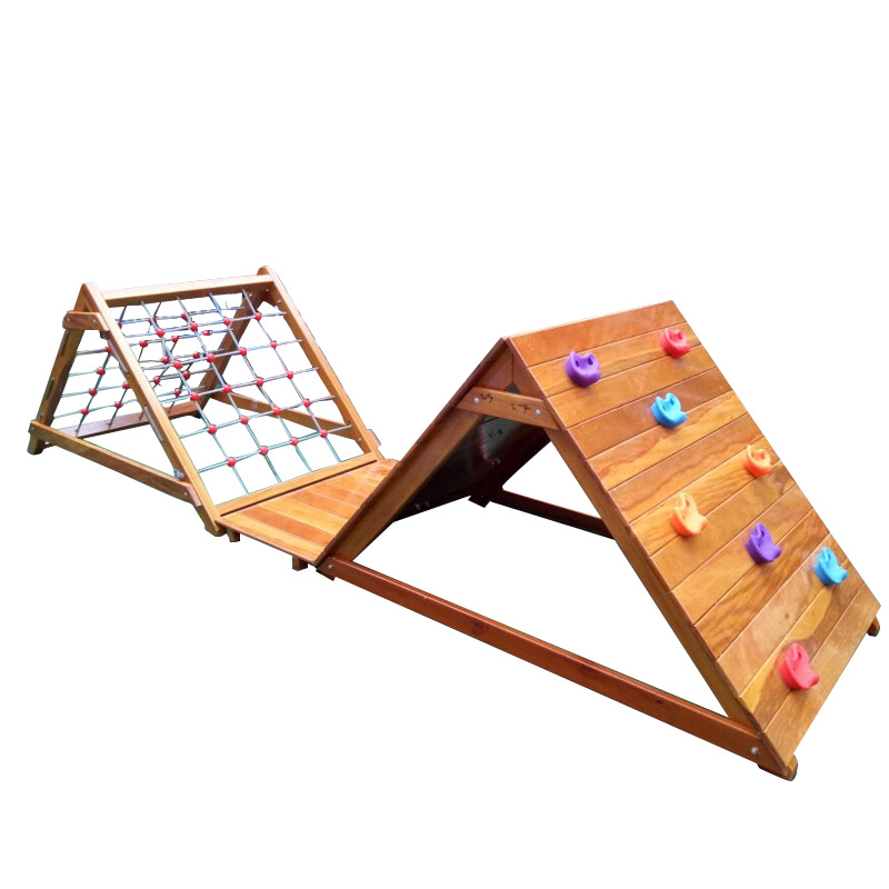 幼儿园户外大型木制玩具进口黄花梨木质滑梯攀爬架荡桥平衡木钻洞