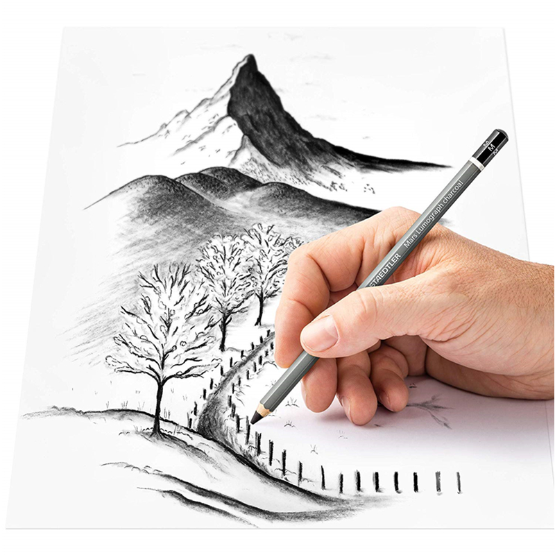 德国STAEDTLER铅笔100C软中硬炭笔美术生专用碳笔纸擦笔素描铅笔-图2