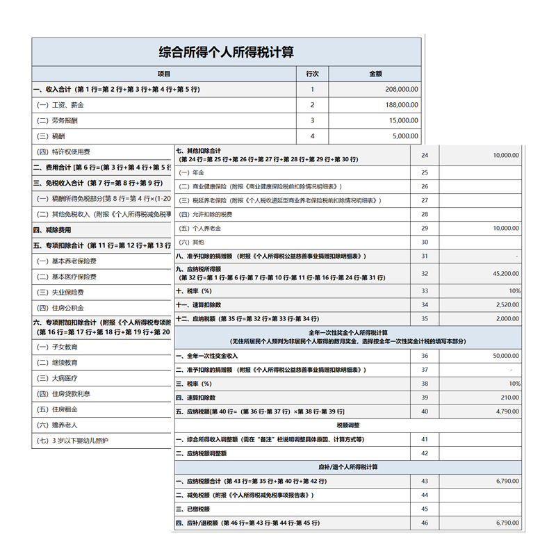 个人所得税计算表格个税纳税计算电子表格excel模版会计帮帮网