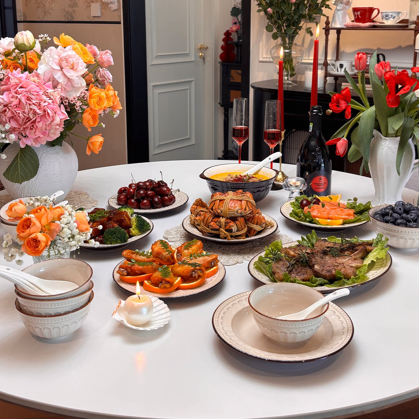 窑变釉下彩法式餐具2026新款碗碟套装家用高颜值浮雕碗具乔迁碗盘