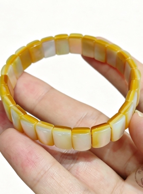 天然黄碟贝手排 珍珠光泽长方形手链 DIY串珠配件 轻奢风女款礼物