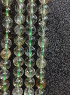 天然绿发晶散珠半成品圆珠 绿发水晶 DIY 手串手链配件原石珠子