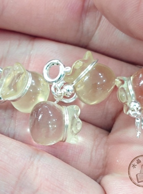 柠檬黄水晶小钱袋 天然水晶优化 DIY手工手串手链 配件配饰 挂扣