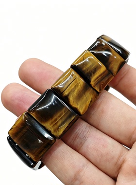 天然黄虎眼石手排男款长条形珠子大颗粒长20mm【多图实拍】可选