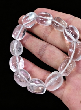 天然白水晶圆滑不规则随形手串 2026年新款个性宣言饰品