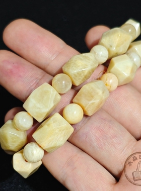 天然暖黄玉石手链 多面随形手串 温润女款 复古新中式小众手串
