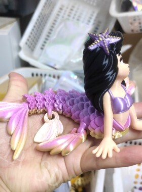3d打印彩虹美人鱼全彩多色仿真活动关节室内摆件儿童玩具生日礼物