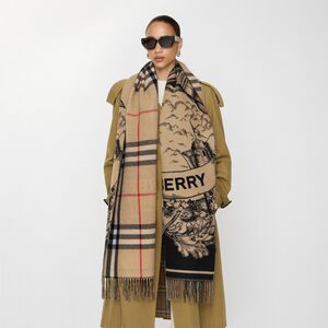 【24期免息】BURBERRY 双面马术骑士徽标羊绒围巾80737681