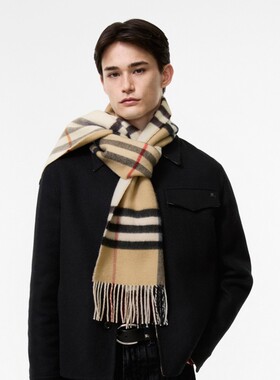 双面两用格纹羊绒围巾BURBERRY