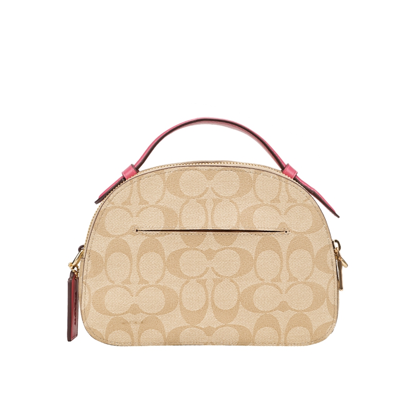 客邻尚品海外旗舰店COACH/蔻驰新款小号PVC配皮卡其粉女士斜挎手提包贝壳包正品时尚1