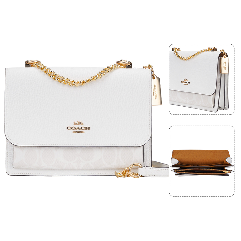 客邻尚品海外旗舰店COACH/蔻驰包包女士新款蛇皮纹单肩斜挎翻盖Klare风琴包小方包3
