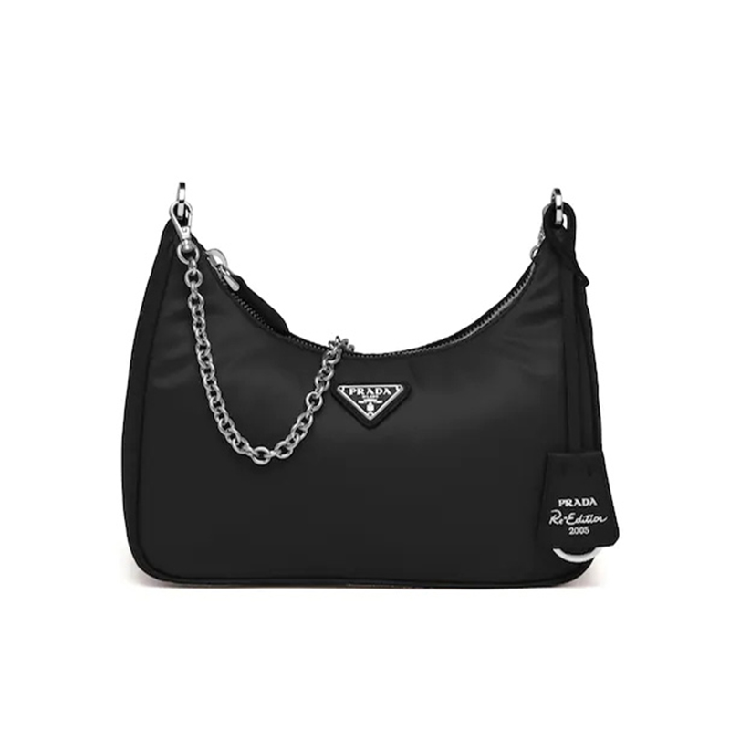 客邻尚品海外旗舰店现货PRADA/普拉达 女士Re-Edition HOBO银扣三合一尼龙单肩斜挎包3