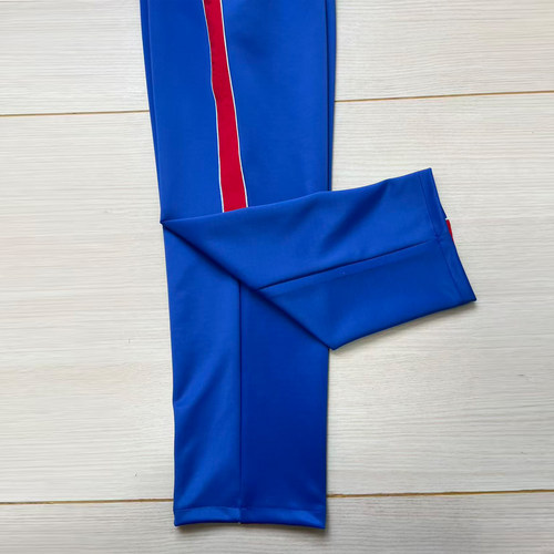 宝蓝直筒大红宽杠拼前后白绳校服裤子初高中冬季加绒保暖耐磨长裤 - 图1