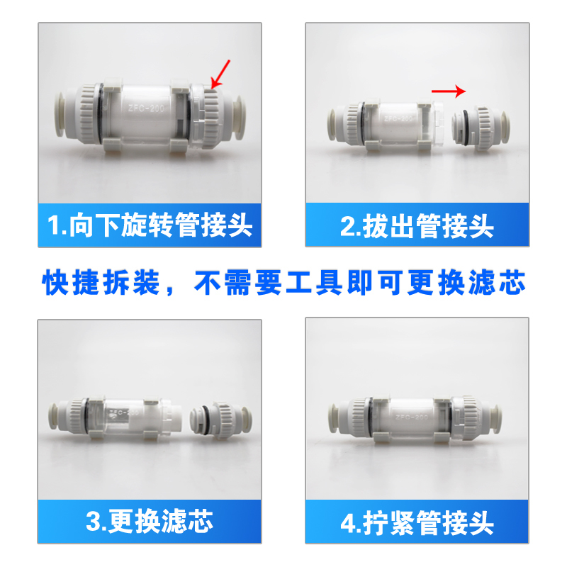 管道型ZFC真空过滤器100-04B气管快接200-06B 08B 10B负压300-12B-图2