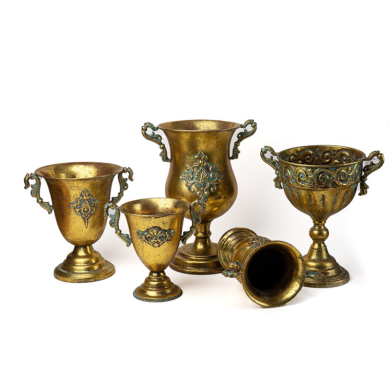 金色花器古典高脚杯花瓶花翁花盆餐厅咖啡厅婚礼宴会摆件复古做旧,淘宝优惠券,粉丝福利购,淘宝优惠卷