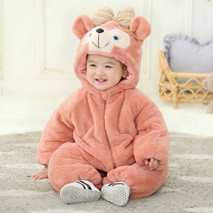 婴儿夹棉男女宝宝春秋季小熊外出服 讷讷熊连身衣/爬服/哈衣