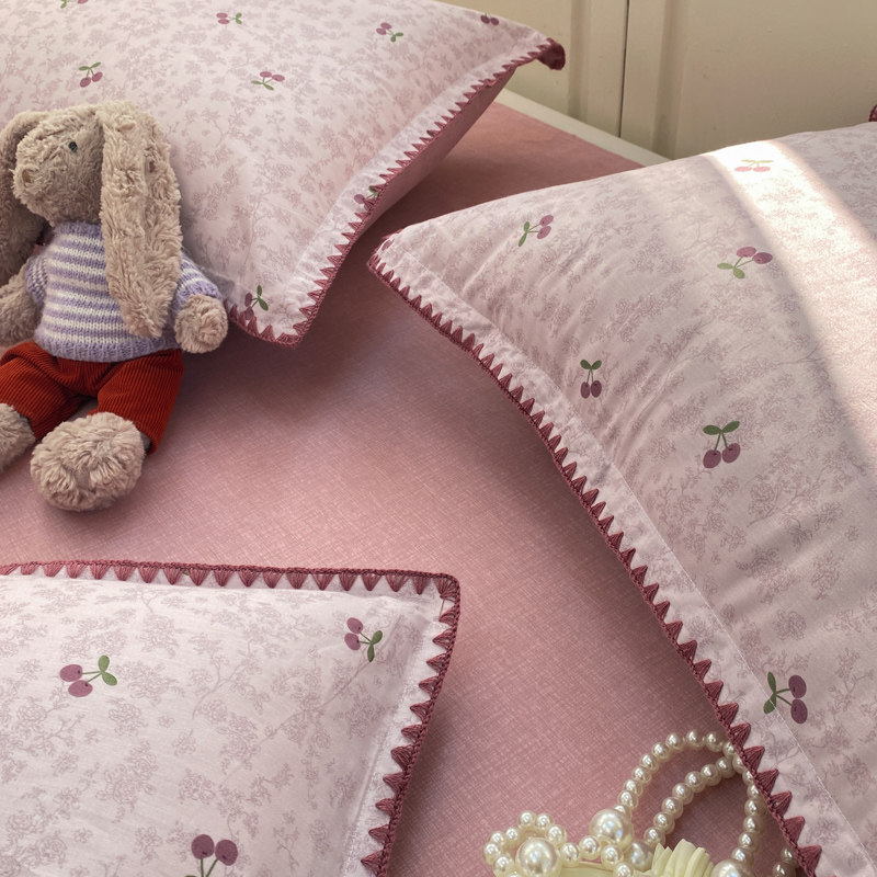 ins少女水果卡通小清新全棉贝壳边四件套纯棉被套床单床上用品,淘宝优惠券,粉丝福利购,淘宝优惠卷