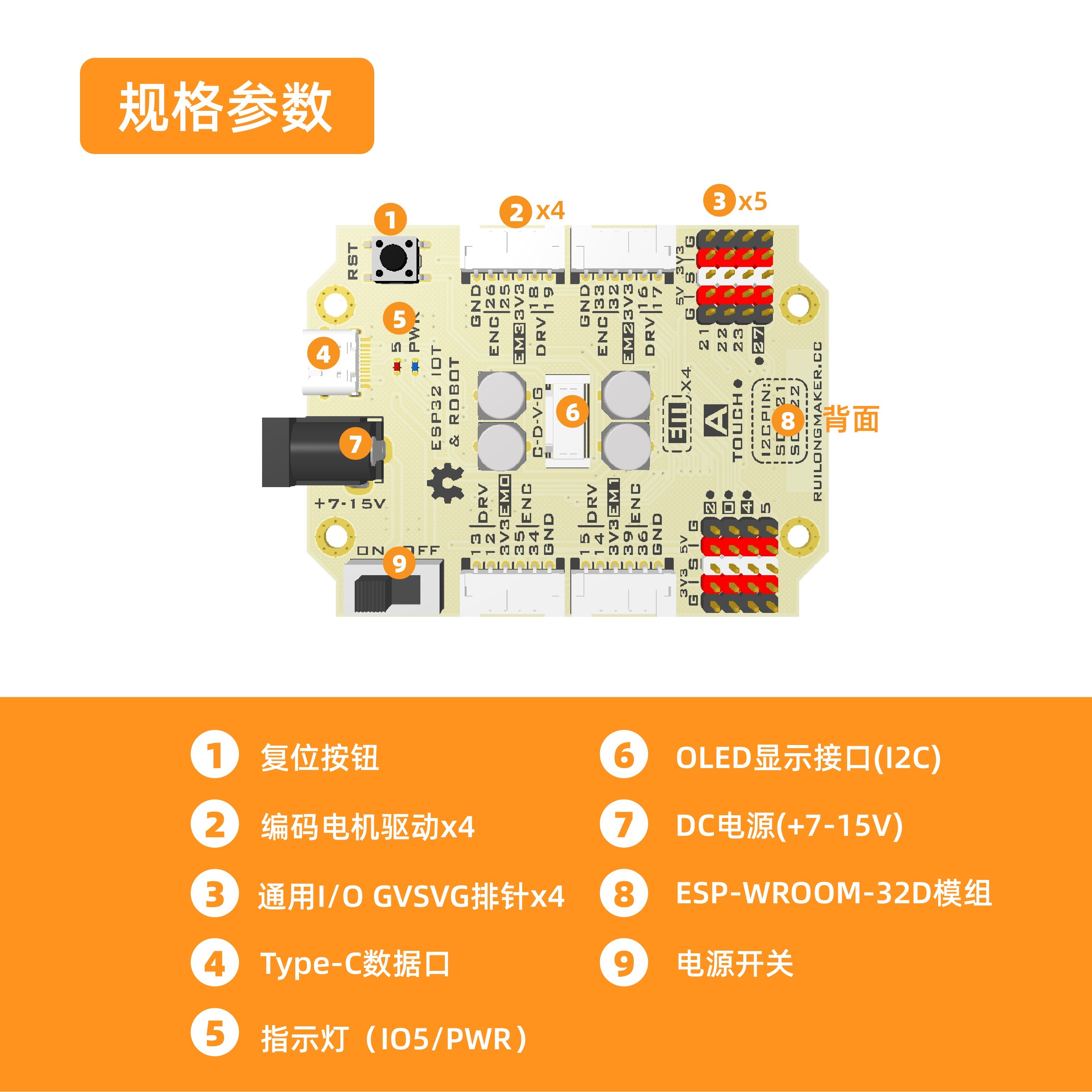 ESP32机器人开发板4路编码电机麦克纳姆轮小车兼容Arduino Mixly-图0